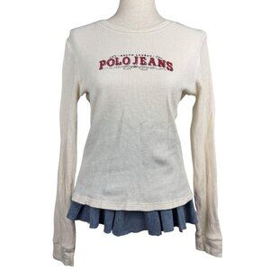 Ralph Lauren Polo Jeans Co Off White Thermal Long Sleeve Shirt Women’s